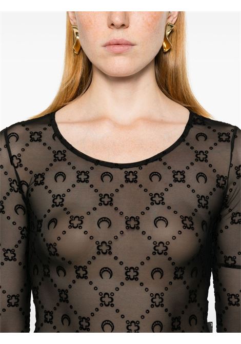 mesh flock moongram cropped top woman black MARINE SERRE | WTS012A CJER0005BK99